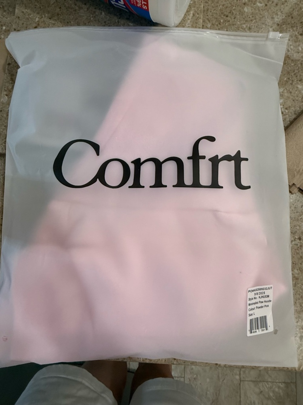 Comfrt Minimalist Paw Hoodie Powder Pink